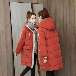 Veste matelassée à capuche mi-longue pour <span class=keywords><strong>femme</strong></span>, nouvelle collection automne/hiver, vêtement tissé - Product Image 5