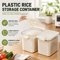 Regular Rectangular Plastic Rice Storage Container Home Use Large 20-Pound Sealed Insect-Proof Moisture-Proof Container
