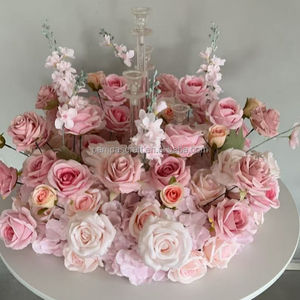 PPS élégant couronne de fleurs pièce maîtresse pour candélabre 60cm rose fleur couronne support Base pour mariage Table affichage accessoires décor - Product Image 3