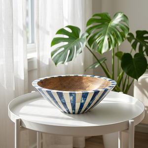 Tazón para Ensalada Artesanal de Madera Estilo Rústico FAIZA CRAFT con Incrustaciones de Hueso para Servir Alimentos - Product Image 1