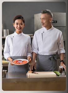 Abrigo de <span class=keywords><strong>Pizza</strong></span> de diseño moderno con logotipo personalizado, abrigo de Chef ligero para Hotel, restaurante, bar, algodón, poliéster, chaqueta de Chef de cocina, uniforme - Product Image 6