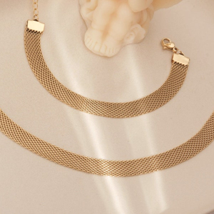 สแตนเลสทองทอโซ่สร้อยคอกว้างวงเค้นคอทอง,วินเทจตาข่ายโซ่ <span class=keywords><strong>Choker</strong></span> - Product Image 1