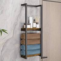 Porte-serviettes pliable en métal à deux niveaux de luxe, type sur pied, mural, multifonctionnel, table d'appoint pour salle de bain