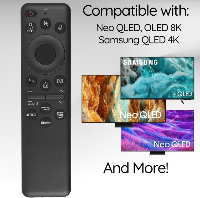 BN59-01480A Solar Smart AI Voice Remote with App Shortcuts & USB-C Charging, Use for Samsung 2023-2025 Neo QLED 8K Smart TVs