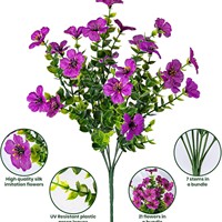 Fleurs artificielles d'eucalyptus violettes résistantes aux UV, verdure artificielle protégée contre les UV pour la décoration de jardinières extérieures