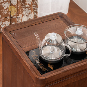 <span class=keywords><strong>Table</strong></span> basse en bois de noyer massif avec bouilloire électrique intégrée et réservoir <span class=keywords><strong>d</strong></span>'eau dissimulé <span class=keywords><strong>à</strong></span> chargement par le bas pour bureau et salon - Product Image 2