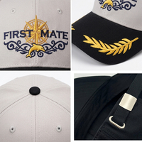 Casquette de baseball structurée en gros, visière incurvée, coton, 6 panneaux, logo brodé personnalisé, accessoires métalliques ajustables, casquettes ajustées