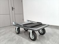 Carretilla de Plataforma Plegable Portátil con Ruedas de Goma Resistentes al Desgaste de 8 Pulgadas, Carro de Transporte de Mercancías de Alta Resistencia