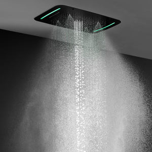 6機能LEDシャワーシステム710X 430 MM滝降雨黒シャワーセット + スクエア4インチボディスプレージェット - Product Image 4