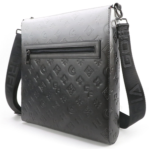 <span class=keywords><strong>Sac</strong></span> bandoulière en cuir PU noir dégradé avec monogramme en relief pour <span class=keywords><strong>homme</strong></span>, avec sangle réglable de marque, grande taille - Product Image 1