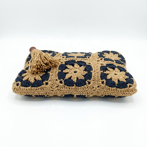 Handwoven Raffia Clutch Bag Floral <b>Straw</b> Purse Tassel Handle Bohemian Women's <b>Handbag</b> Open Cotton for Beach Travel Daily Use - Product Image 4