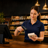 Lecteur de codes-barres USB filaire 1D 2D, scanner portable, lecteur de codes QR, code de paiement, plug and play avec support pour POS et commerce de détail