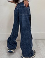Jean Baggy Homme en Denim Patchwork Personnalisé, Haute Qualité, 100% Coton, Tissu Lourd, Effet Vintage Délavé, Style Machete