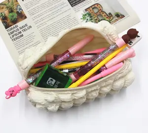 Ready Stock Bubble Grid Pen Bag Large Capacity Student Pen Bag Girl's Edition 2023 New Cream Puff Storage Makeup bag