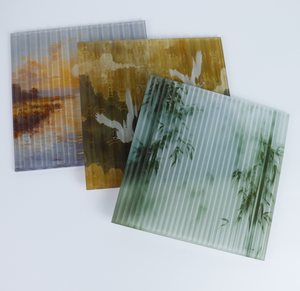 Panneau en verre cannelé avec impression paysage chinois, polyvalent pour cloisons, meubles et décoration de portes - Product Image 6