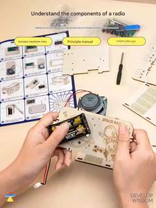 Handmade Tự Làm Đài Phát Thanh Lắp Ráp Kit Trẻ Em Nhỏ Phát Minh Giáo Dục Đồ Chơi Gỗ Vật Liệu Đơn Giản Phong Cách Gốc Khoa Học Thí Nghiệm Bộ - Product Image 2