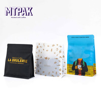 En stock, logo personnalisé imprimé Valve Zip Lock, emballage de café recyclable, pochette à fond plat, emballage de grains, sac de café