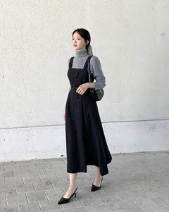 Robes version coréenne pour femmes Robe sans manches sans bretelles Robes gilet sexy et douces pour filles