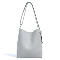 Nuevo Bolso de Hombro Tipo Cubo de Gran Capacidad en Piel Vacuna TC de Primera Capa con Diseño de Litchi de Alta Gama para Mujer