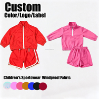 Ensemble deux pièces coupe-vent personnalisé pour enfants : veste courte à col montant et manches longues, et short de sport – Tenue décontractée pour enfants OEM