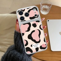 Coque de téléphone portable en cuir imprimé léopard rose, coque blanche Corning, coque arrière pour iPhone 16 15 18 17 Air Pro Max