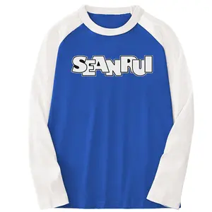 Lässige Polyester Baumwolle Raglan Langarm Herren leere T-Shirt benutzer definierte Logo-Druck Sportswear Baseball T-Shirt voller Ärmel