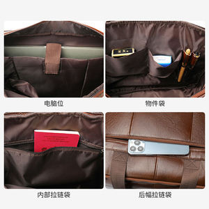 AndoBag Maletín para Portátil de 14 Pulgadas para Hombre, Cuero Vacuno Genuino, Gran Capacidad, Bolso de Mano Retro, Bandolera Cruzada Masculina 1413 - Product Image 5