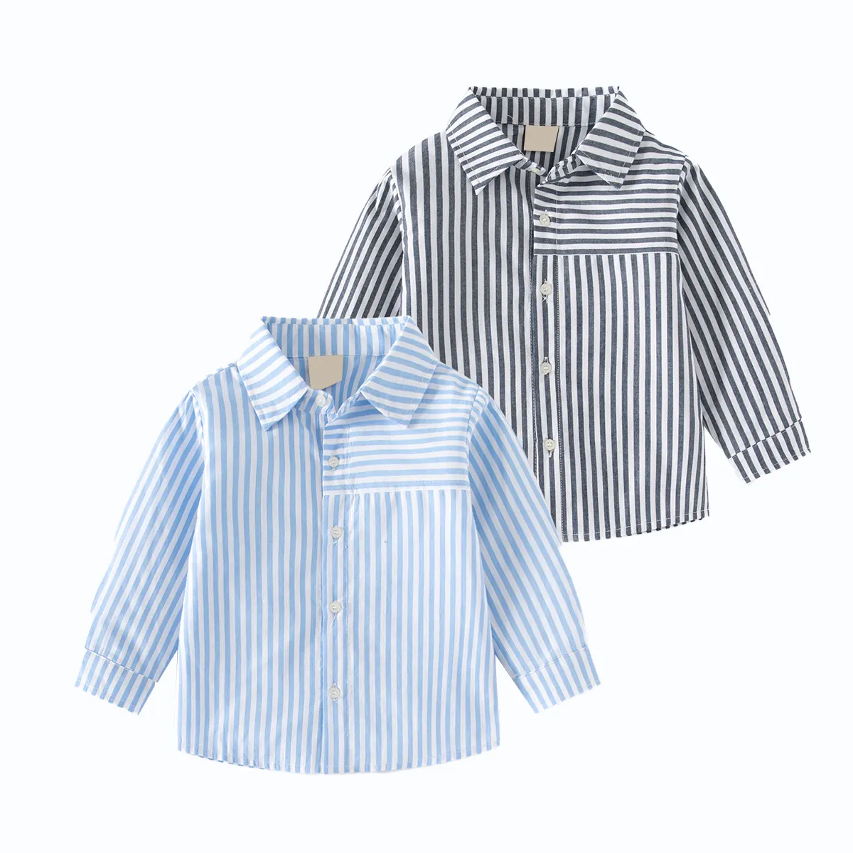 Haute qualité à manches longues enfants coton rayé enfants t-shirt personnalisé à manches longues polo cou garçons t-shirt