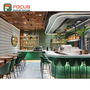 Mostrador de Servicio para Cafetería Creativa con Frente de Vidrio Templado, Área de Exhibición de Granos de Café, Mostrador de Servicio para Tostador de Café - Product Image 1