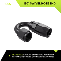 Raccord de tuyau pivotant à 180 degrés AN3-AN20 en aluminium CNC anodisé, connecteur en U pour ligne de retour de carburant de course et ligne hydraulique