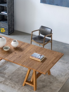 Leverin Benmei Wabi-Sabi 2.8m Natural <b>Wood</b> Color Elm Dining <b>Table</b> Distressed Vintage All-<b>Solid</b> Rectangular Living Room - Product Image 4