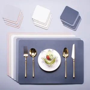 Kunden spezifische Tischs ets aus PU-Leder für die Tisch dekoration Quadratische Tischs ets Rutsch feste wasserdichte Tischs ets