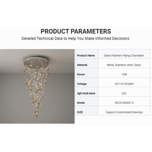 Lustre en verre et plumes, suspension moderne <span class=keywords><strong>de</strong></span> luxe en acier inoxydable, éclairage personnalisé pour escalier, hall d'hôtel, projets, fabrication sur mesure - Product Image 3