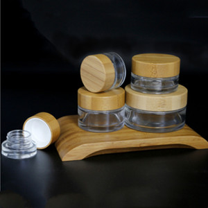 Crèmeflesjes met bamboe deksel, transparante plastic cosmetica verpakkingen, snoepjespotjes, bamboe deksel, matte frosted pot, natuurlijke houten schroefdop - Product Image 2
