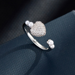 Heart Shaped Micro Pave Zircon Open <b>Ring</b> Adjustable Women's Jewelry Gift Index <b>Finger</b> <b>Ring</b> Luxury Fashion <b>Ring</b> R16623K007 - Product Image 1