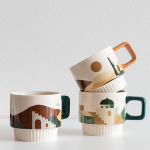 Taza de Café de Alta Gama, Taza de Cerámica Vintage, Taza para Agua, Taza para Desayuno, Taza para Latte, Estilo Nórdico - Product Image 6