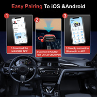 Dispositif de diagnostic OBD2 KONNWEI KW906 Bluetooth 5.2 ELM327 Lecteur de codes d'erreur OBDII/EOBD Outil de réinitialisation du voyant du moteur pour voitures Rouge