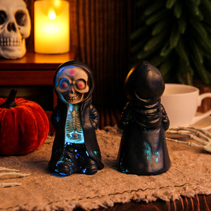 Figuras de Esqueleto de Halloween DAMAI, Calavera con Capucha del Grim Reaper, Estatua de Terror Espeluznante, Figura de Esqueleto Coleccionable para Decoración de Mesa - Product Image 3