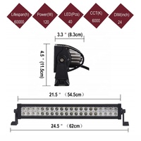 Nouvelle barre lumineuse LED pour voiture de 22 pouces, 120W, 12V, 6000LM, double rangée, pour le toit des camions tout-terrain
