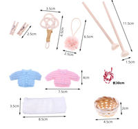 Mini kit complet de scène de buanderie, avec porte-vêtements en bois, pull tricoté, pelle à poussière tissée et panier décoratif, pour balcon de maison de poupée à l'échelle 1:12