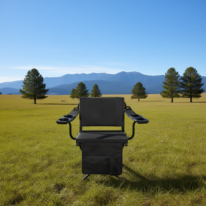 Silla Plegable Negra para Estadio con Portavasos, Bolsillo Lateral, Cojín Grueso y Soporte para la Espalda, para Uso en Exteriores, Jardín y Deportes - Product Image 2