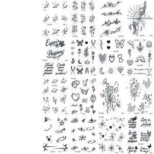 Lot de 10 autocollants de <span class=keywords><strong>tatouage</strong></span> temporaire personnalisés en papier, imprimés par transfert d'eau, 3D, petits, frais, noirs, pour visage et corps, tatouages tendance - Product Image 1