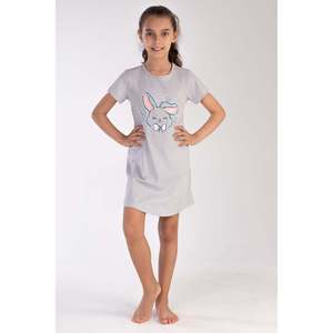 Vestido tipo túnica ovalado de manga corta con cuello para niñas - Product Image 2