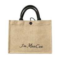 Sacs fourre-tout en jute vierges pour la vente en gros aux fabricants, réutilisables, naturels, pour les courses, avec rubans décoratifs pour cadeaux de mariage
