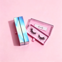 Boîtes à cils personnalisées avec logo sur mesure, emballage mystère de luxe carré rose pour cils, boîte à presser les faux cils, boîte à ongles, marque privée