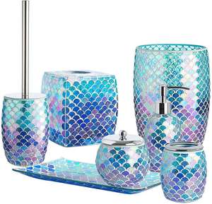 Modern Style Mirror Mosaic Glass <b>Bathroom</b> <b>Accessory</b> Four-Piece <b>Set</b> Factory Supplied for Home Decoration - Product Image 4