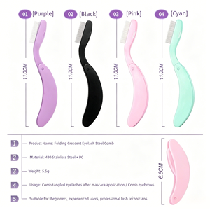 Peine Separador de Pestañas Plegable de Acero, Cepillo para Cejas y Pestañas con Mango de Plástico, Herramienta Cosmética Mini de Viaje para Limpiar el Maquillaje de Ojos - Product Image 4