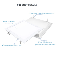 Panneau lumineux LED industriel pour salle blanche, sans scintillement, en aluminium, IP65, SMD2835, avec surface facile à nettoyer