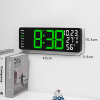 Wohnzimmer 16 Zoll Deko Große LED-Wanduhr mit RGB-Neon-Display, Riesiger Kalender, Nachtlicht, Digitaluhr mit Fernbedienung