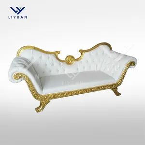 LIYUAN wedding suppliers gold sliver wedding king and queen chairs for sale double loveseat for bride and groom throne chair